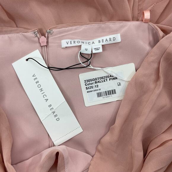 Veronica Beard Lucine Ruched Silk Halter Neck Maxi Dress Size 12 - Picture 12 of 13